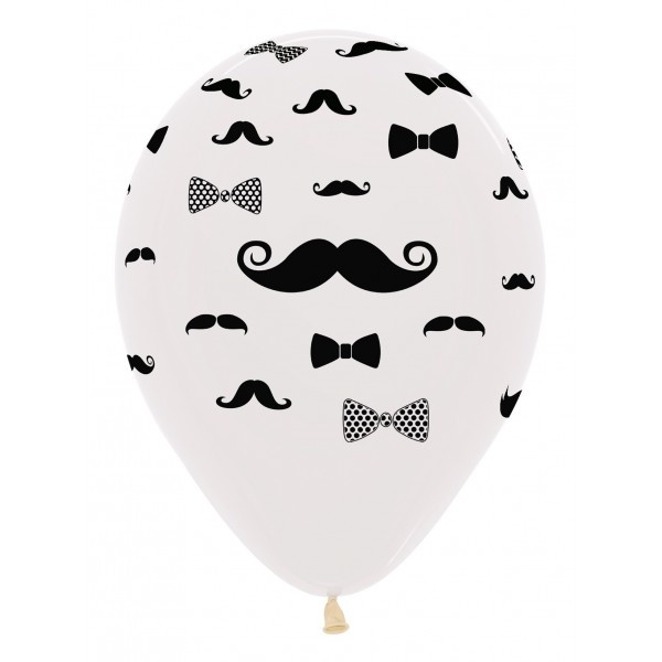 Sempertex 12 inch  - Mustache and Bow Tie - Crystal Clear