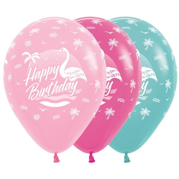 Sempertex 12 inch  - Happy Birthday - Flamingo