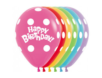R12 - Happy Birthday - Polka Dots Ast - 25 Stuks