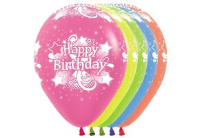 R12 - Happy Birthday - Neon Assortiment - 25 Stuks