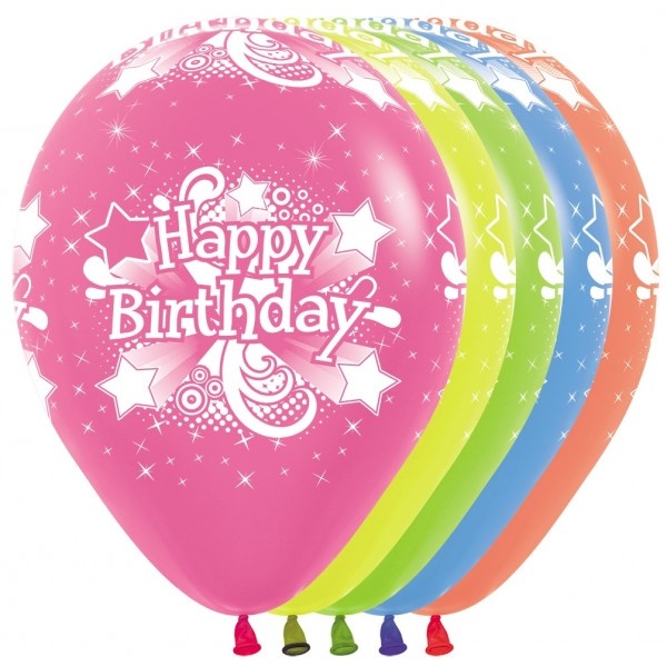 Sempertex 12 inch  - Happy Birthday - Neon Assortment 200