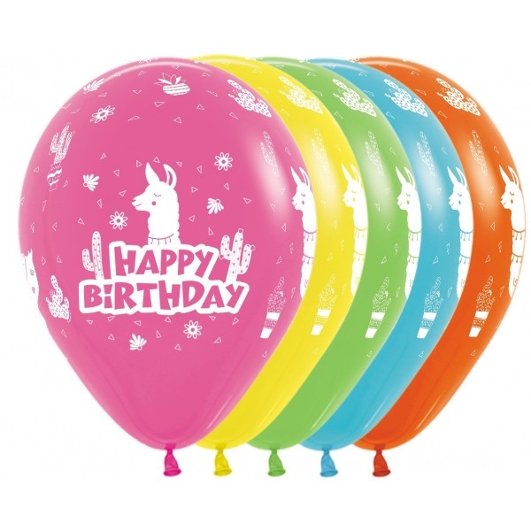 Sempertex 12 inch  - Happy Birthday - Lama - 25 pcs