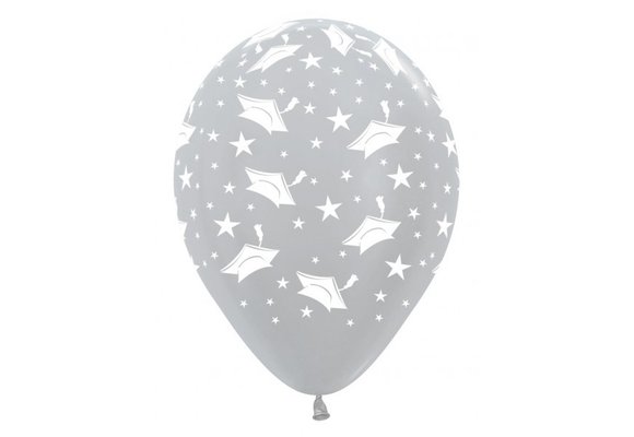 R12 - Graduation Hats - Silver 481 - 25 Stuks