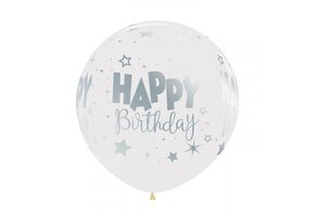 Sempertex 24 inch  - Happy Birthday Fantasy - Clear 390 - Metallic Ink