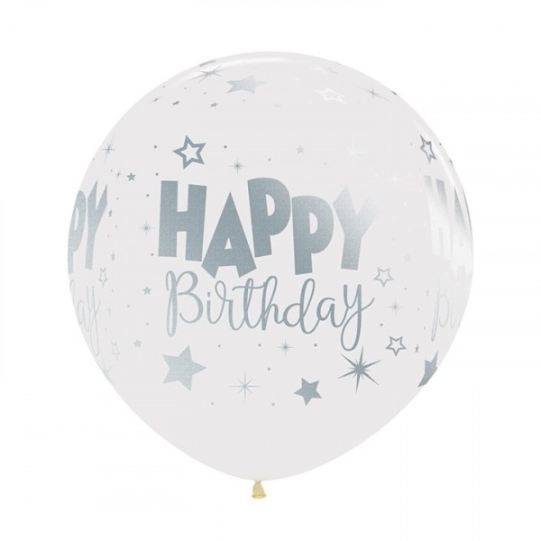 Sempertex 24 inch - Happy Birthday Fantasy - Clear 390 - Metallic Ink