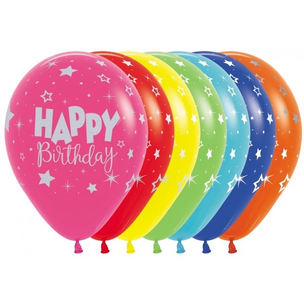 Sempertex 12 inch  - Happy Birthday - Fantasy - Metallic Silver Ink
