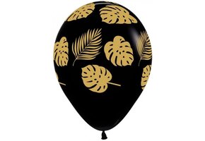 Sempertex 12 inch  - Leaves - Black 080 - Gold Print