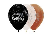 Sempertex 12 inch  - Happy Birthday - Radiant - Metallic Silver Ink
