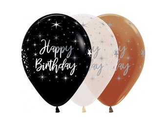 Sempertex 12 inch  - Happy Birthday - Radiant - Metallic Silver Ink