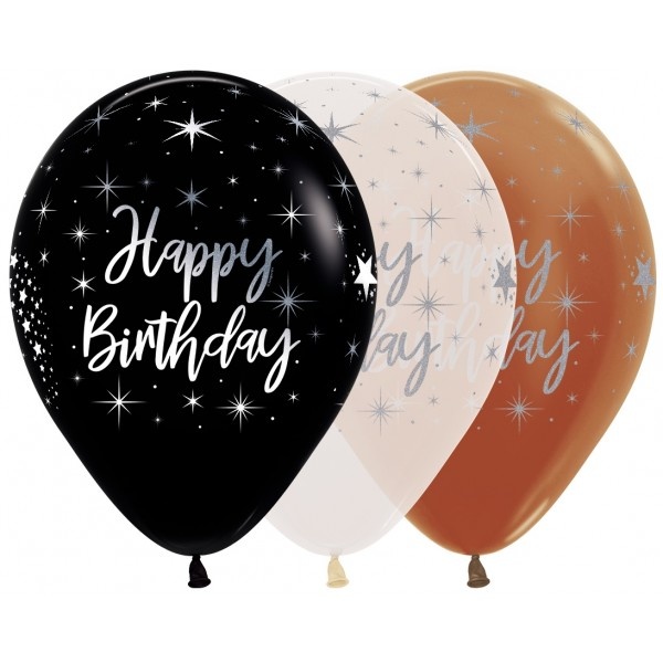 Sempertex 12 inch  - Happy Birthday - Radiant - Metallic Silver Ink