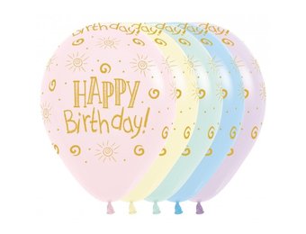 R12 - Happy Birthday - SUN - Pastel Matte Ast - 25 Stuks