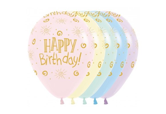 Sempertex 12 inch  - Happy Birthday - SUN - Pastel Matte ASS