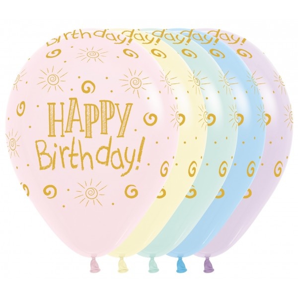 Sempertex 12 inch  - Happy Birthday - SUN - Pastel Matte ASS