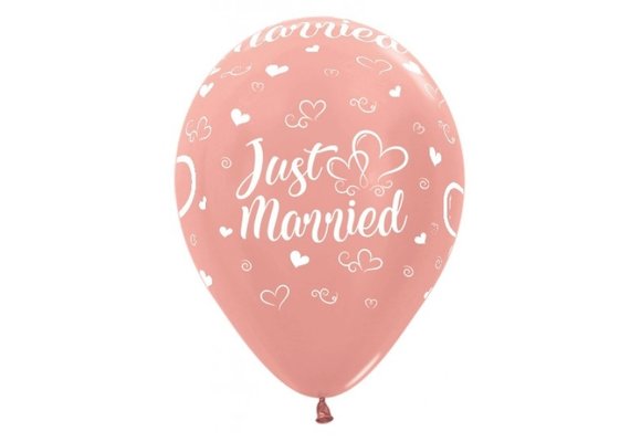 Sempertex 12 inch  - Just Married Hearts - Rose Gold 568