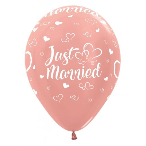 Sempertex 12 inch  - Just Married Hearts - Rose Gold 568