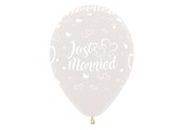 Sempertex 12 inch  - Just Married Hearts - Clear 390