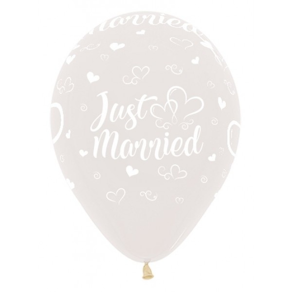 Sempertex 12 inch  - Just Married Hearts - Clear 390