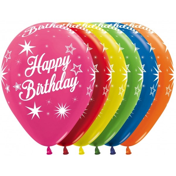 Sempertex 12 inch - Happy Birthday - Metallic Assortiment - 25 Stuks