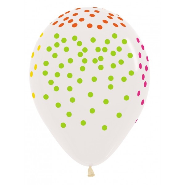 Sempertex 12 inch  - Confetti Neon Multicolor - Clear 390