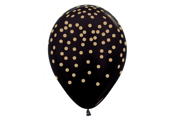 Sempertex 12 inch  - Confetti Gold - Met.Black 580