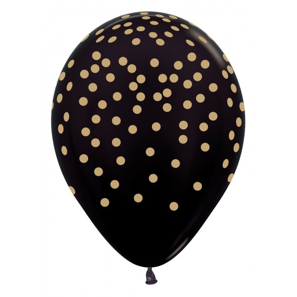 Sempertex 12 inch  - Confetti Gold - Met.Black 580