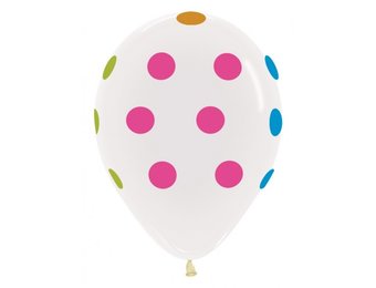 Sempertex 12 inch  - Polka Dots Neon Dots - Clear 390 - pcs
