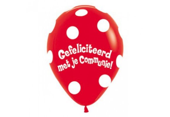 SALE > R12 - Communie Polka Dots - Red 015 - 25 Stuks