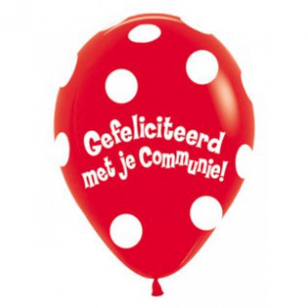 Sempertex 12 inch  - Communie Polka Dots - Red 015 - SALE