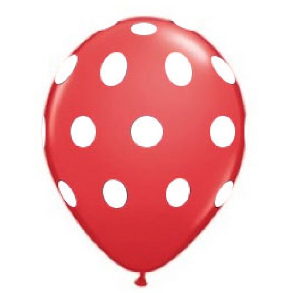 Sempertex 12 inch  - Polka Dots - Red 015 - 25 pcs
