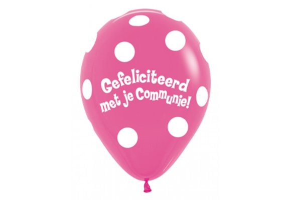SALE > Sempertex 12 inch  - Communie Polka Dots - Fuchsia 012