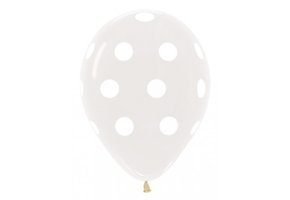 R12 - Polka Dots -Clear 390- Whites Dots -25 Stuks