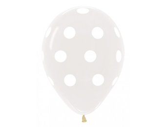 R12 - Polka Dots -Clear 390- Whites Dots -25 Stuks
