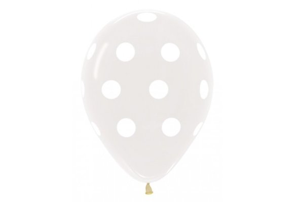 R12 - Polka Dots -Clear 390- Whites Dots  -25 pcs.
