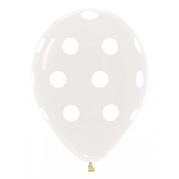 Sempertex 12 inch  - Polka White Dots - Clear 390