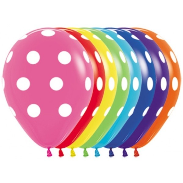 Sempertex 12 inch  - Polka White Dots - Assortment