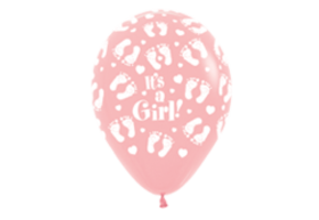 R12 - It's A Girl Footprints - Pink 009 - 25 Stuks