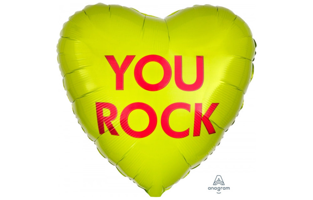 Heart - Candy Heart You Rock - Lime Green - 18 inch -Anagram
