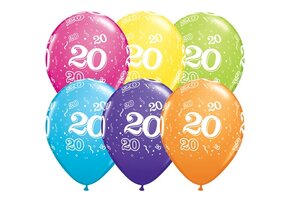 Qualatex 11 inch - Cijfer 20 - Tropical Assortiment - 25Stks