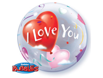 BUBBLE I Love You Heart Balloons - 22"/56cm