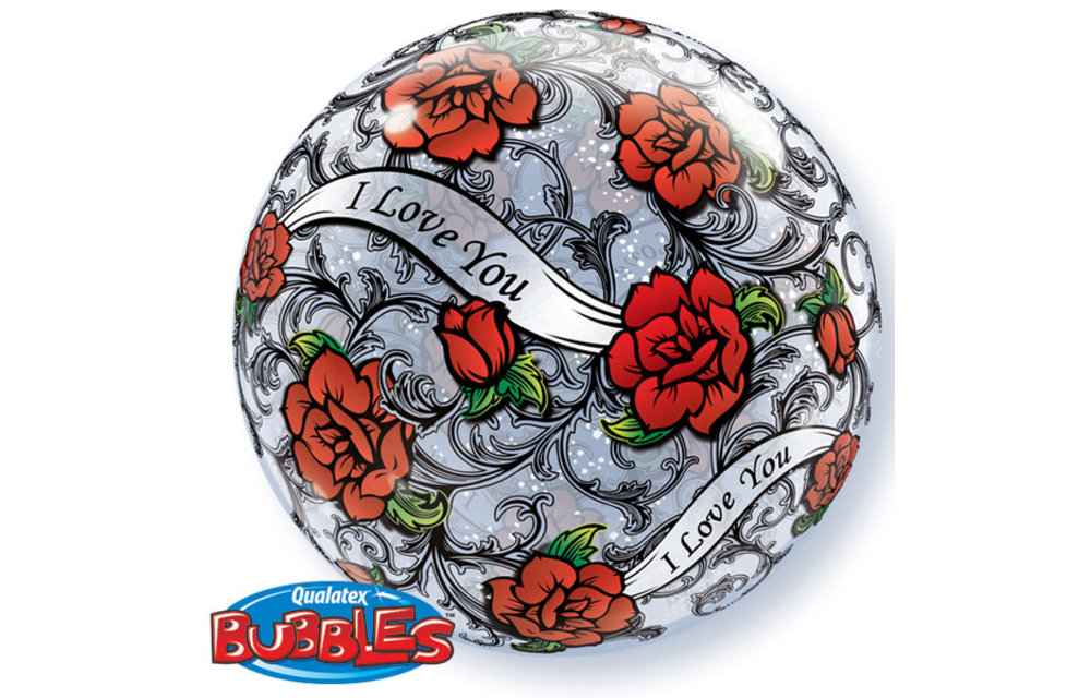 BUBBLE I Love You Red Rose (tattoo) - 22 inch - Qualatex