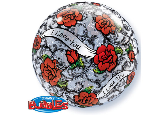 BUBBLE I Love You Red Rose (tattoo) - 22 inch - Qualatex
