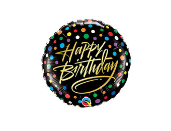 MICRO - Birthday - Gold Script & Dots - 9 inch -Qualatex-VOL