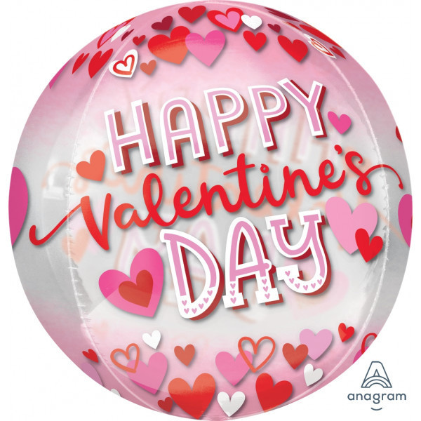 ORBZ - Happy Valentine's Day Pink & Red Hearts - A38cmx40cm