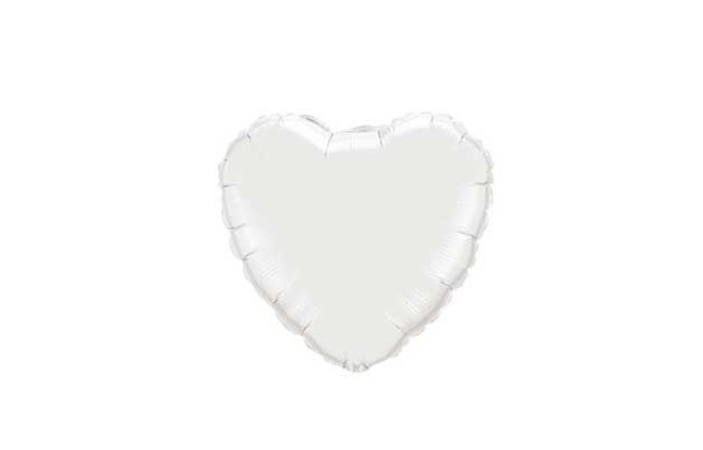 Heart - White - 4 inch - Qualatex - 5 stuks