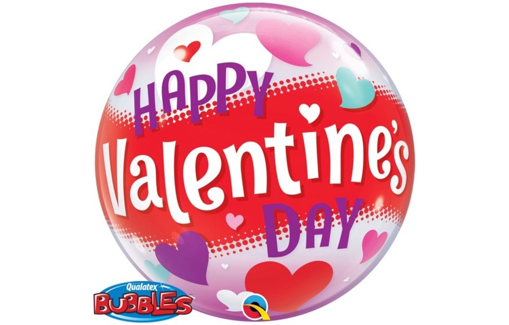 BUBBLE Hearts Happy Valentine's Day - 22 inch - Qualatex