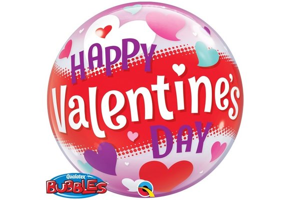 BUBBLE Hearts Happy Valentine's Day - 22"/56cm