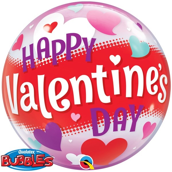 BUBBLE Hearts Happy Valentine's Day - 22 inch - Qualatex