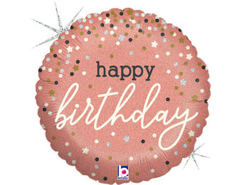 MICRO - Birthday - Rose Gold Confetti - 9 inch - Betallic