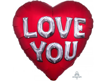 SALE >Heart -  Love You - Satin Luxe - 3D effect - A28"/81cm