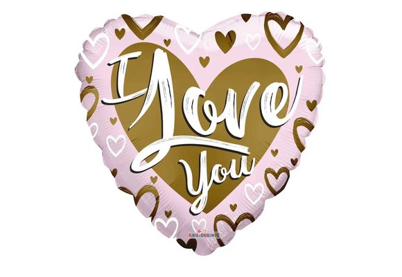MICROFOIL - I Love You Matt Gold &Pink Heart - 9 inch - Kaleidoscoop